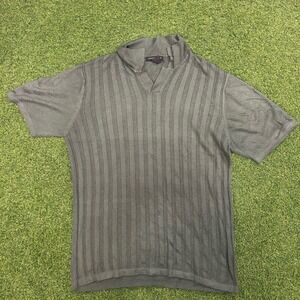 Kenneth Cole New York Mens XL Olive Green Ribbed V-Neck Short Sleeve Sweater